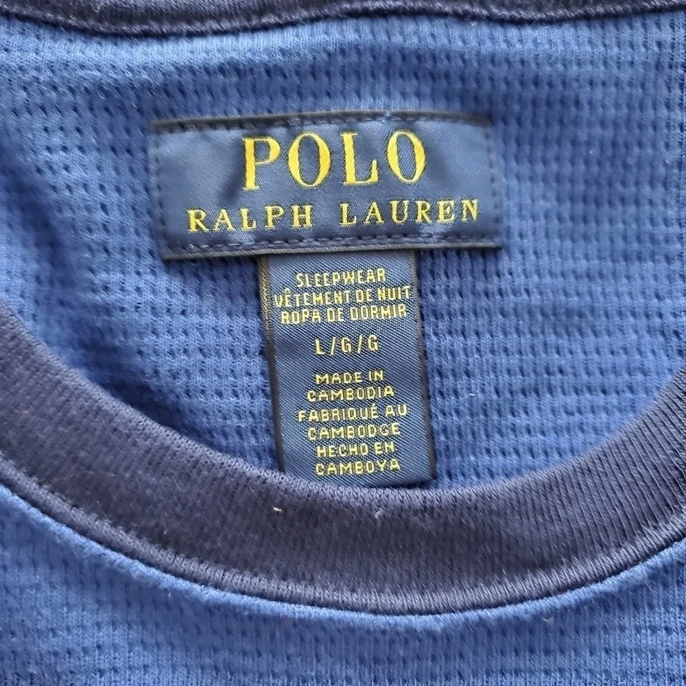 NEW Polo Ralph Lauren Logo Crest Blue Pajama Shirt